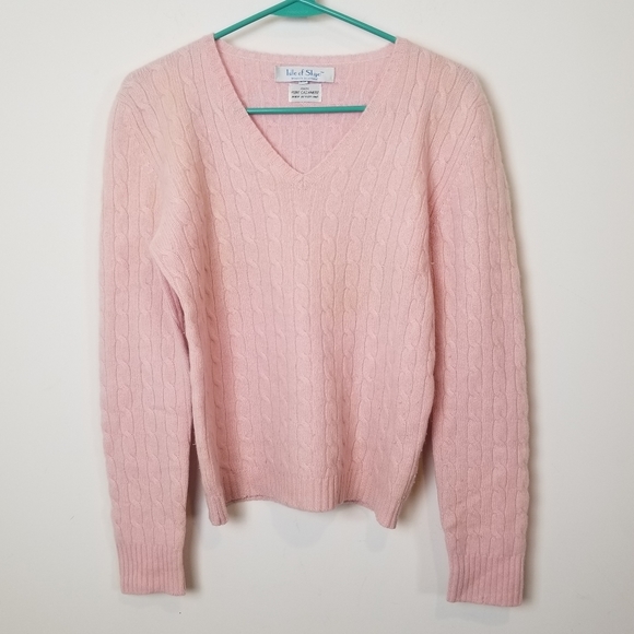 Vintage Sweaters Vintage Cashmere Made In Scotland Baby Pink Cable Knit Sweater Poshmark